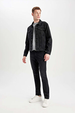DeFacto Pedro Slim Fit Dar Kalıp Normal Bel Dar Paça Siyah Jean Pantolon R8788AZ24SPNM40