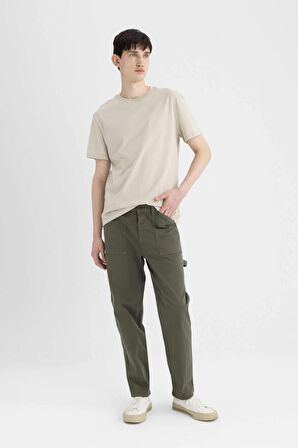 DeFacto Yazlık Gabardin Pantolon Straight Fit Bol Rahat Kesim Cepli Düz Paça B4089AX24SPKH489