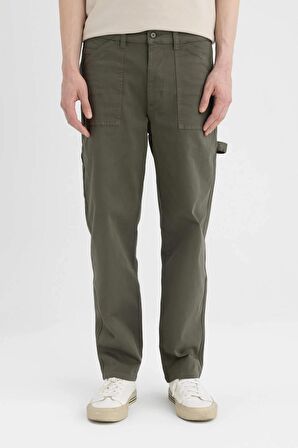 DeFacto Yazlık Gabardin Pantolon Straight Fit Bol Rahat Kesim Cepli Düz Paça B4089AX24SPKH489