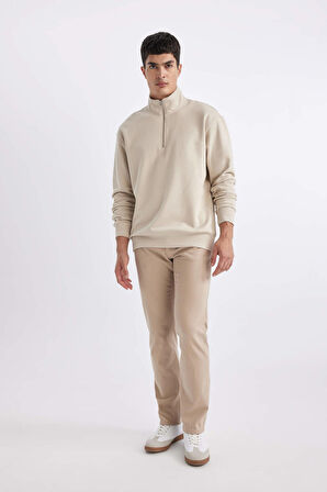DeFacto Comfort Regular Fit Rahat Kalıp Fermuarlı Dik Yaka Basic Düz Sweatshirt X7405AZ24SPBG737