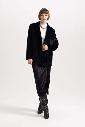 DeFacto Oversize Fit Kadife Blazer Ceket B4880AX23WNBK81