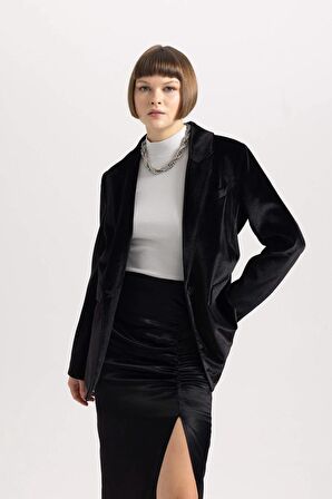 DeFacto Oversize Fit Kadife Blazer Ceket B4880AX23WNBK81