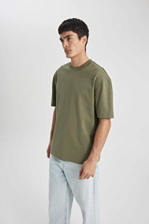DeFacto Oversize Geniş Kalıp Bisiklet Yaka Basic Düz Kısa Kollu Tişört B4933AX24SPKH202