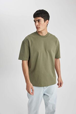 DeFacto Oversize Geniş Kalıp Bisiklet Yaka Basic Düz Kısa Kollu Tişört B4933AX24SPKH202