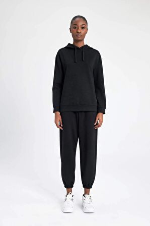 DeFactoFit Standart Fit Kapüşonlu Baskılı Skuba Dalgıç Kumaş Sporcu Sweatshirt B4667AX24SPBK81