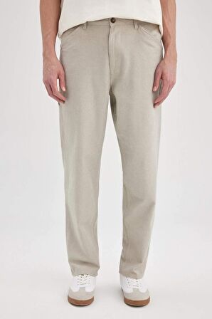 DeFacto Relax Fit Rahat Kesim Yazlık Pantolon Keten Karışımlı Cepli Düz Paça B4532AX24SPKH475