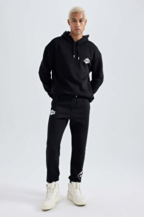 DeFactoFit NBA Los Angeles Lakers Boxy Fit Kapüşonlu Kalın Sweatshirt A4114AX23AUBK81