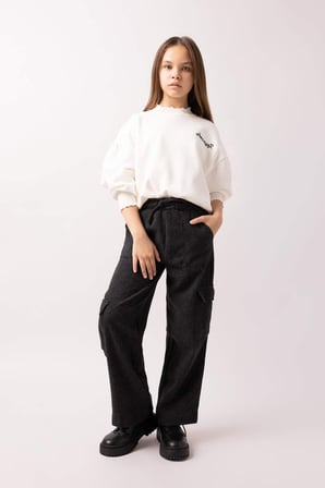 DeFacto Kız Çocuk Wide Leg Kargo Geniş Paça Pamuklu Pantolon A4857A823WNAR30