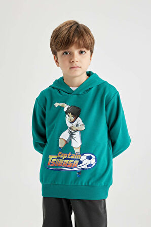 DeFacto Erkek Çocuk Captain Tsubasa Kapüşonlu Sweatshirt B3736A823WNGN1036