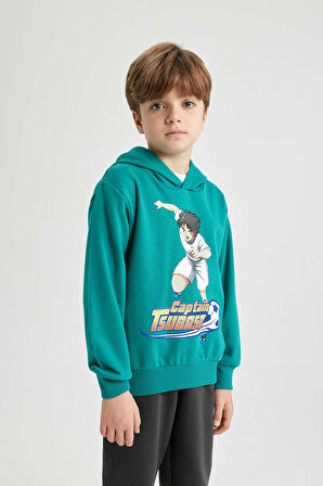 DeFacto Erkek Çocuk Captain Tsubasa Kapüşonlu Sweatshirt B3736A823WNGN1036