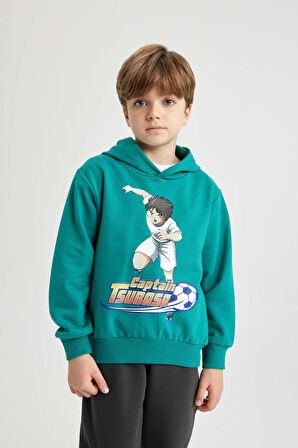 DeFacto Erkek Çocuk Captain Tsubasa Kapüşonlu Sweatshirt B3736A823WNGN1036