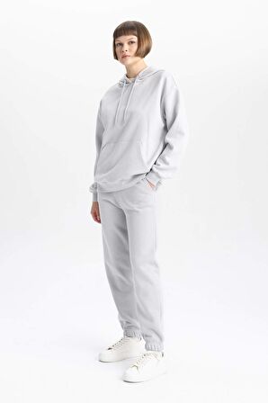 DeFacto Relax Fit Kapüşonlu Kalın Basic Sweatshirt W1240AZ23WNGR431