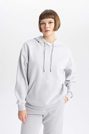 DeFacto Relax Fit Kapüşonlu Kalın Basic Sweatshirt W1240AZ23WNGR431