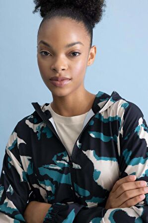 DeFactoFit Loose Fit Kamuflaj Desenli Kapüşonlu Sporcu Sweatshirt B2696AX23AUBK81