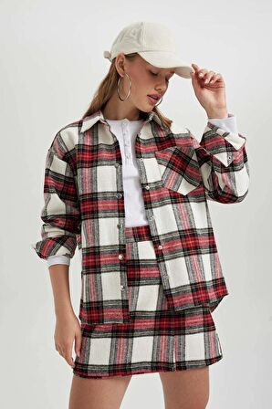 DeFacto Coool Oversize Kareli Flanel Uzun Kollu Gömlek Y5979AZ23WNRD286