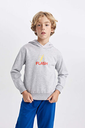 DeFacto Erkek Çocuk The Flash Kapüşonlu Kalın Sweatshirt B3589A823WNGR210
