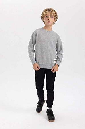 DeFacto Erkek Çocuk Bisiklet Yaka Dokuma Etiketli Basic Sweatshirt B3897A823WNGR210