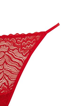 Fall in Love Yılbaşı Temalı Kırmızı Dantel String Slip Külot