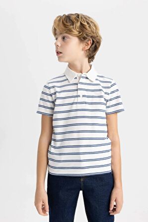DeFacto Erkek Çocuk Çizgili Pike Kısa Kollu Polo Tişört B6832A824SMER139