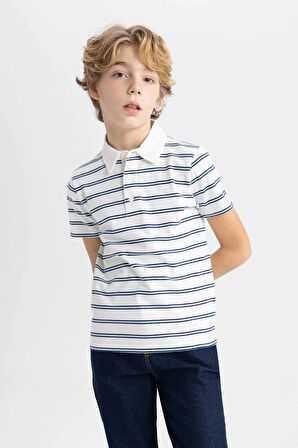 DeFacto Erkek Çocuk Çizgili Pike Kısa Kollu Polo Tişört B6832A824SMER139