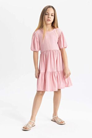 DeFacto Kız Çocuk Bürümcük Kısa Kollu Elbise B4335A824SMPN86