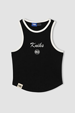 DeFactoFit NBA New York Knicks Crop Top Bisiklet Yaka Atlet