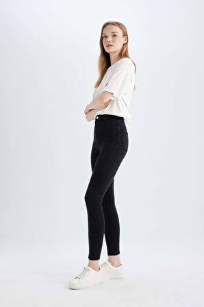 Jegging Yüksek Bel Bilek Boy Dar Paça Basic Düz Jean Pantolon