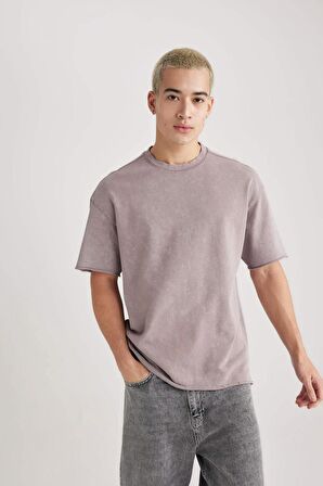 DeFacto Comfort Regular Fit Rahat Kalıp Bisiklet Yaka Yıkamalı Soluk Efektli Kısa Kollu Tişört B9223AX23WNPR221