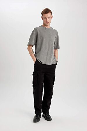 DeFacto Comfort Regular Fit Rahat Kalıp Bisiklet Yaka Yıkamalı Soluk Efektli Kısa Kollu Tişört B9223AX23WNGR367