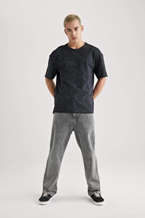 DeFacto Comfort Regular Fit Rahat Kalıp Bisiklet Yaka Yıkamalı Soluk Efektli Kısa Kollu Tişört B9223AX23WNAR231