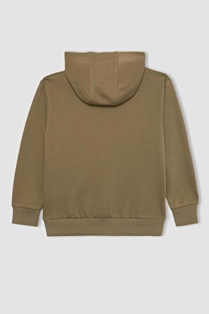 DeFacto Erkek Çocuk Kapüşonlu Baskılı Kalın Sweatshirt B8995A823CWKH462