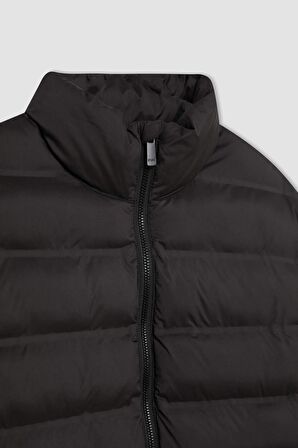 DeFacto Slim Fit Mevsimlik Şişme Mont Dar Kesim Dik Yaka Fermuarlı Cepli B9782AX24SPBK27