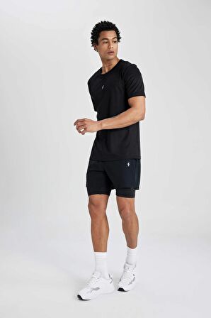 DeFactoFit Slim Fit Dar Kesim Sporcu Taytlı Dokuma Şort Z5483AZ24SPBK81