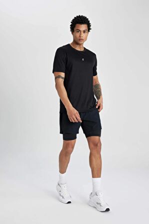 DeFactoFit Slim Fit Dar Kesim Sporcu Taytlı Dokuma Şort Z5483AZ24SPBK81