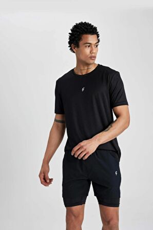 DeFactoFit Slim Fit Dar Kesim Sporcu Taytlı Dokuma Şort Z5483AZ24SPBK81