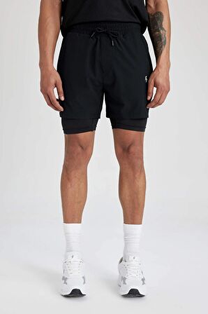 DeFactoFit Slim Fit Dar Kesim Sporcu Taytlı Dokuma Şort Z5483AZ24SPBK81