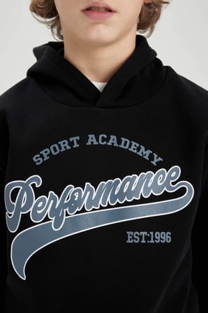DeFacto Erkek Çocuk Kapüşonlu Baskılı Kalın Sweatshirt B9011A823CWBK81