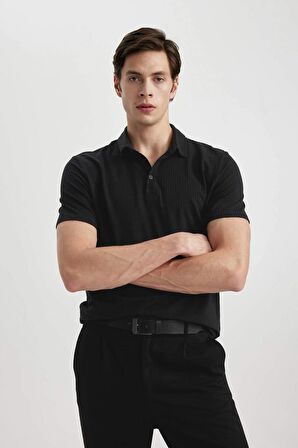 DeFacto Slim Fit Dar Kesim Pamuklu Kısa Kollu Polo Tişört X2594AZ24SMBK81