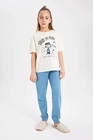 Kız Çocuk Snoopy Kısa Kollu Pijama Takımı