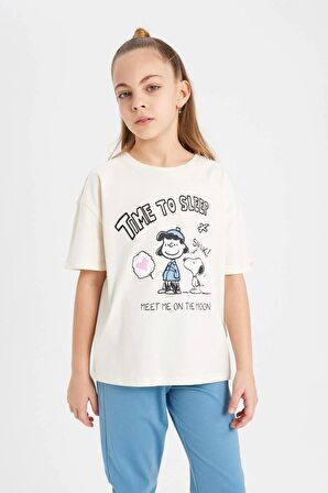 Kız Çocuk Snoopy Kısa Kollu Pijama Takımı