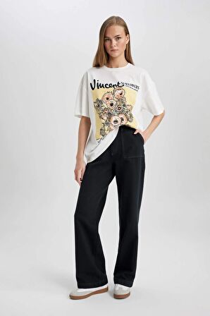 DeFacto Gabardin Pantolon Wide Leg Geniş Bol Paça Basic Düz Cepli Standart Boy Normal Bel C1735AX24SPAR138