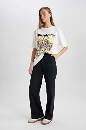 DeFacto Gabardin Pantolon Wide Leg Geniş Bol Paça Basic Düz Cepli Standart Boy Normal Bel C1735AX24SPAR138
