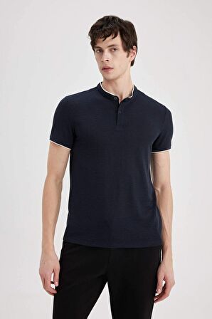 DeFacto Slim Fit Dar Kesim Dik Yaka Kısa Kollu Waffle Polo Tişört Z4262AZ24SMNV64