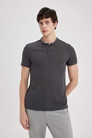 DeFacto Slim Fit Dar Kesim Dik Yaka Kısa Kollu Waffle Polo Tişört Z4262AZ24SMAR15