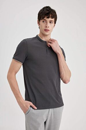 DeFacto Slim Fit Dar Kesim Dik Yaka Kısa Kollu Waffle Polo Tişört Z4262AZ24SMAR15