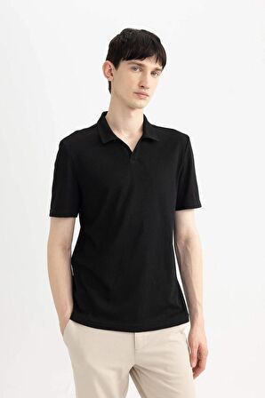 DeFacto Slim Fit Dar Kesim Kısa Kollu Siyah Polo Tişört W9274AZ24SMBK81