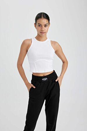 DeFactoFit Slim Fit Bisiklet Yaka Ribana Sporcu Atlet