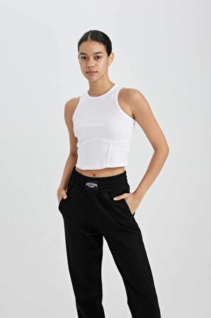 DeFactoFit Slim Fit Bisiklet Yaka Ribana Sporcu Atlet