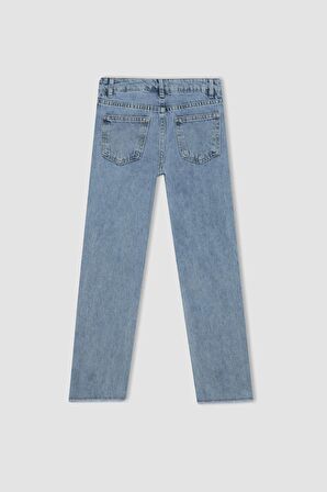 DeFacto Kız Çocuk Straight Fit Standart Paça Jean Pantolon B4949A824SMNM39