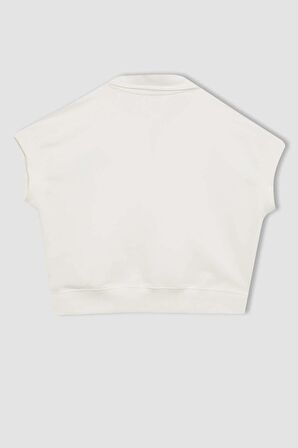 DeFacto Kız Çocuk Oversize Geniş Kalıp Polo Yaka Baskılı Kısa Kollu Tişört B9689A824SMER85